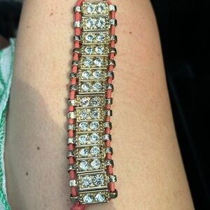 Ornate gold, crystal and rose rope bracelet